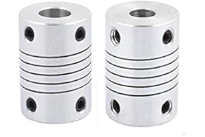 Xnrtop 8mm to 6.35mm Shaft Coupling 25mm Length 19mm Diameter Stepper Motor Coupler Aluminum Alloy Joint Connector for 3D Printer CNC Machine DIY Encoder(Pack of 2）