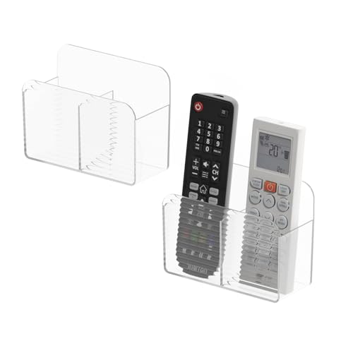 PAVSTINE 2-Piece Wall Remote Control Holder without Drilling, Self-Adhesive Remote Control Holder with Compartments, Multifunctional Remote Control Holder for Remote Controls and Media Players