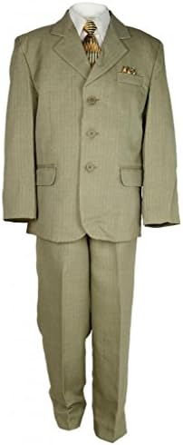 Vangogh Boys Pinstripe Complete Suit Set with Tie Sage 18