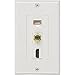 BUYER'S POINT HDMI, Coax & Ethernet Wall Plate | UL Listed HMDI 2.0, Coax & Cat6 Ethernet RJ45 Port w/Single Gang Mounting Bracket, Perfect for Smart HDTVs and Network Devices (White) — 1 Pack