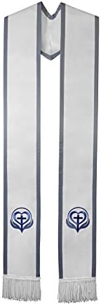 The Sash CompanyIn His Hands White with Grey Border and White Fringe Satin Clergy Minister Stole