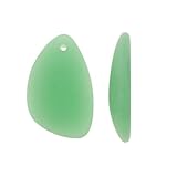 Cultured Sea Glass, Large Eclipse Pendants 25x17mm, 1 Pair, Opaque Spring Green