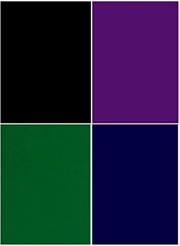 Velvet Fabric Sticker 4 Color, Black- Blue- Green-Violet, 4 Sheets A4 (8.3" x 11.7"), self-Adhesive, Durable and Water Resistant, Multi-Purpose, Ideal for Art & Craft Making (FL61)