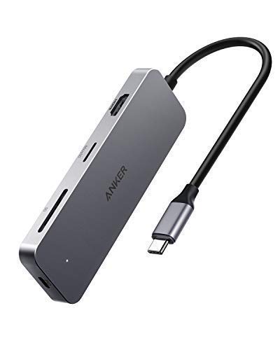 Anker USB C Hub, 7-in-1 USB C Adapter, with 4K USB C to HDMI, microSD/SD Card Reader, 3 USB 3.0 Ports, with 60W Power Delivery for MacBook Pro, ChromeBook, XPS, Galaxy S9/S8, and More