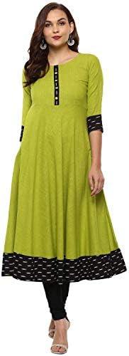 TIENER Anarkali kurti for women or girls long cotton slub 2 colours