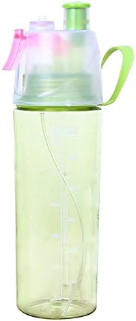 OVINEE Plastic Spray Cup Mist Water Bottle Squeeze Cup, 600Ml Portable Leak Proof Sport Drinking Camping Climbing School Large Capacity Bottle, Clear Head Anti-Leak Sports Running (Green)
