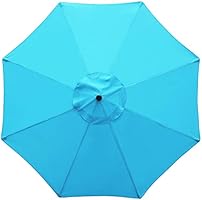 Amazon Com Blissun 9 Outdoor Aluminum Patio Umbrella Market Striped Umbrella With Push Button Tilt And Crank Light Blue Garden Outdoor