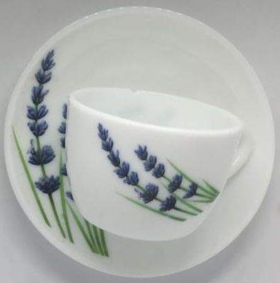 LaOpala 12 Pieces English Lavender Cup and Saucer (White) - Set of 6