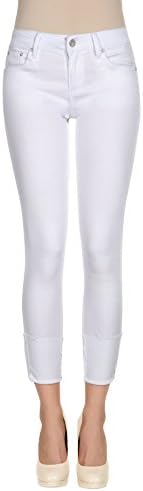 Tractr Medium Rise Cropped Jeans With High Raw Edge Cuﬀ for Women