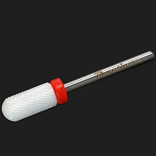 Beauticom Professional USA Ceramic White ROUND Top Small Barrel Bit Nail Drill (Grit: FINE) 3/32" Shank Size