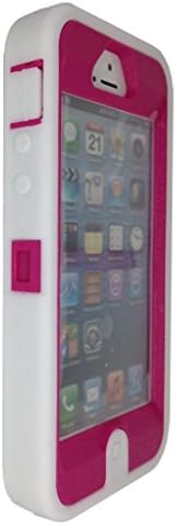 iphone 5s case, OKASE (TM) iPhone 5 / 5s Durable Protective Hybrid Heavy Duty Armor Cover Shockproof / Dustproof Case - built-in Screen Protector ( Original User Friendly Packaging) - White on Hot-Pink