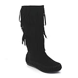 Forever Womens Candice-16 Fringe Faux Suede Fashion Boots