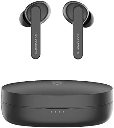 SoundPEATS TrueCapsule TWS Wireless Ear-Buds, Upto 24 Hours Total Playtime, IPX5 Water & Sweat Resistant, Soft Touch Controls, Built-in Volume Controls, Immersive HD Sound, Secure-Sports Fit (Black)