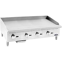 ATOSA US ATMG-48 Commercial Griddle Heavy Duty Manual Flat Top Restaurant Griddle Stainless Steel Portable Grill Natural Gas 48