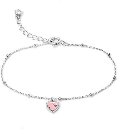 AIGE Pink Heart Bracelet Only Love Heart Pendent Glowing Fairy Bracelet Adorable Gift for Girls