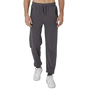 Idgreatim Mens Joggers Tracksuit Bottoms Slim Fit Sweatpants Gym Sportswear Elastic Waist Zip Pockets Pants Trousers