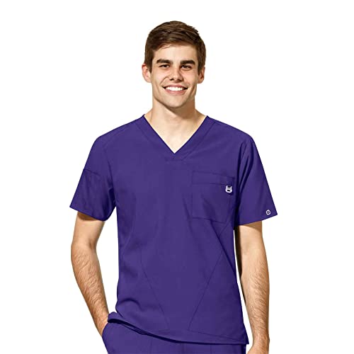 WonderWink Mens Men’s V-Neck Top Medical Scrubs Shirt, Grape, Small US
