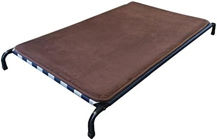 ehomegoods Brown Coral Fleece Orthopedic Memory Foam Topper with White/Blue Waterproof Woven Meshed Nylon Durable Elevated Steel Metal Frame Pet Bed for Large to XL Dogs Size 48''x30''x5''