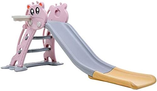 Sdesign 赤ちゃんの幼児のおもちゃ子供用の子供用スライド 簡単に収納できる折りたたみ式 プライマリクライミンググッズ 安全プラスチック 屋内 屋外ガーデン遊び場 ピンク