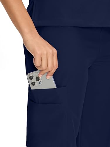 COZY SCRUBS Uniforme Médico Mujer Scrubs - Conjunto Enfermería con Blusa Cuello V y Pantalón Recto, 9 Bolsillos