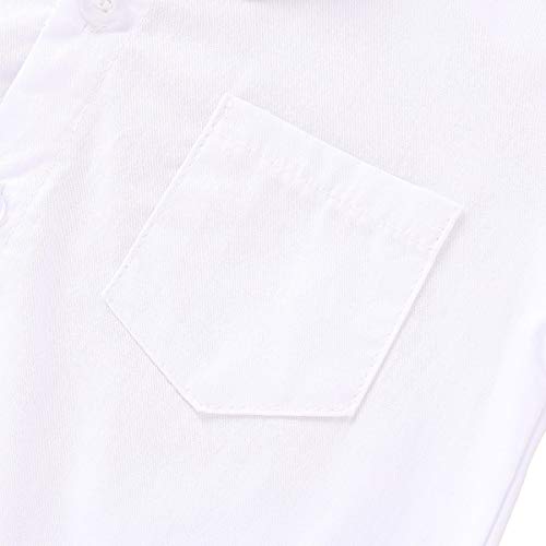 ROMPERINBOX Infant Baby Boys Dress Shirt Bodysuit Formal Long Sleeve Rompers for Wedding Party (White, 18-24 Months)