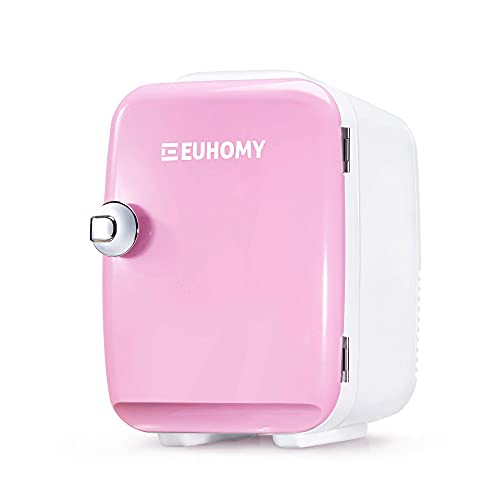 E EUHOMY Mini fridge for bedroom, 4 L / 6 cans Portable fridge