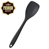 4M STAR Spatula Spoonula Spoon Silicone Spatulas Plastic Premium Good Grips - 680ºF Rubber Heat-Resistant Spoons With Hygienic Solid Coating Kitchen Bonus 101 Cooking Tips Tools (Black)