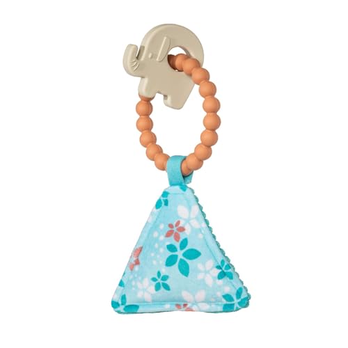 Mary Meyer Baby Teether Toy Simply Silicone Teething Ring with Soft Squeaker, 9-Inches, Elephant