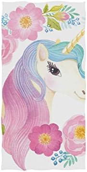 Cooper girl Unicorn Flowers Rose Hand Towel Cotton Bathroom Towel for Hand Face Gym Spa