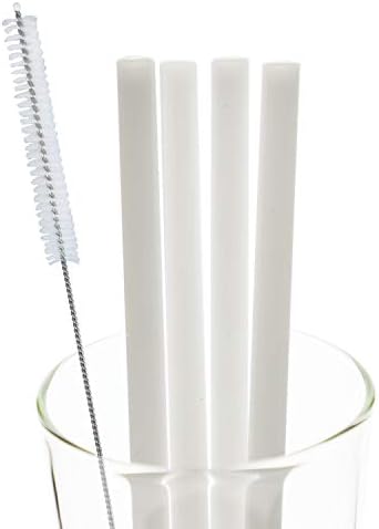 Tianyuan Glass Straws 9in*9mm with Cleaning Brush 4 Pack Jade white