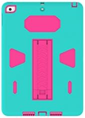 For New ipad 9.7 2017 Case,MARKILL 3-in-1 hdjqr Hard PC+Soft Silicon Heavy Duty Protection Shockproof-Absorption Three Layer Armor Fluu Body Protective Case for New ipad 9.7 2017. (Aqua+Hot pink)