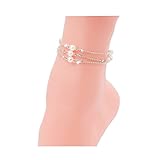 Zealmer Metal Chain Silver Anklet Bracelet Beach Foot Jewelry Charm Heart Infinite Leaf Sequin Beads