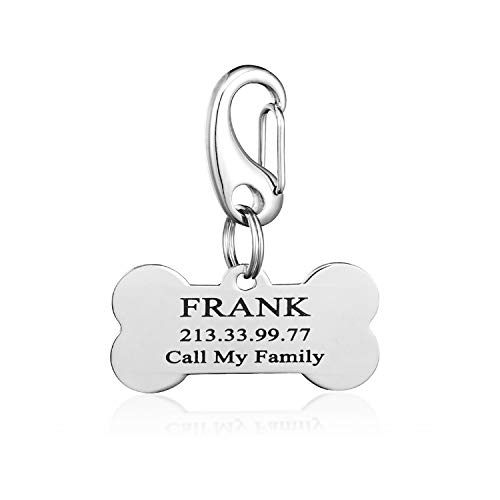 Chic & Artsy Dog Tag Custom/Quick Pet Clip Combos,Personalized pet ID Tags Engraved Front & Back,Stainless Steel (Regular, Quick Clip)