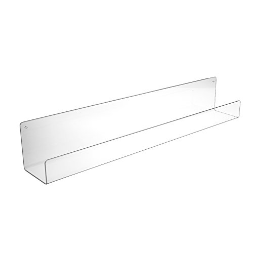 Source One Premium Clear Acrylic Floating Wall Mount Shelves Perfect For Books, Magazines, Displaying Items. Pre Drilled (1, 12 Inch)