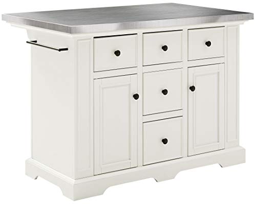 Crosley Furniture Julia Kitchen Island With Stainless Steel Top White