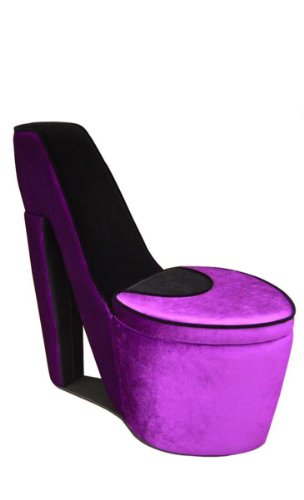 High Heel Storage Chair, Purple and Black