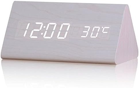 Sdfaw Creative student luminous silence LED alarm clock bedside table clock,Delta white/white