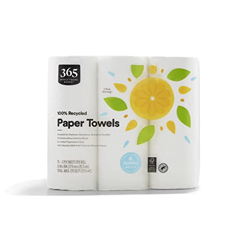 365 by Whole Foods Market, Paper Towels 75 Sheet jumbo Rolls 6 Count