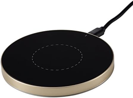 [10W Fast Charge Wireless Charger] Round Aluminium Qi Pad by Pantheon for Samsung Galaxy S7/S7 Edge/S6 Edge Plus Note 5/7, Compatible with All Standard Qi-Enabled Devices (Gold No AC)