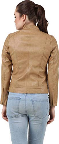 nibha creations latest fashion beige faux leather jacket for women and girls