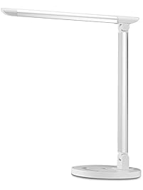 TaoTronics LED Desk Lamp Eye-caring Table Lamps, Dimmable Office Lamp with USB Charging Port, Touch Control, 5 Color Modes, White, 12W