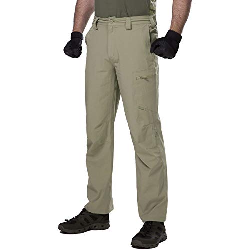 FREE SOLDIER Men's Outdoor Convertible Pants Lightweight Quick Dry Nylon Tactical Pants (Mud Color, 44W)