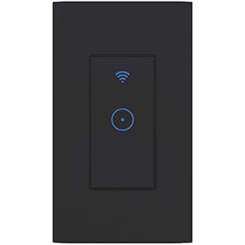 Black WiFi Switch Smart Switch 1800W in-Wall,110V-125V 1 Way 15A Wireless On-Off,Smart Phone Remote Control,No Hub Required,Neutral Line Require,Work with Alexa and Google Assistant 1 PCS