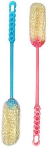 14" Long Thick Bottle Brush, Non-Scratch Washing Dishes, Water Bottle, Tumbler, Mugs, Baby Bottle Heavy Duty Handmade to make Acrylic Thread Kitchen Sponges Fast Drying (2 in 1)