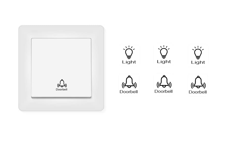 Switch Stickers 3 x Bells and 3 x Light with English Writing (RP36) (14mm)