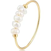 ZMANYIJEW Freshwater Pearl Ring for women,Dainty Minimalistic 316L Stainless Steel Gold Stacking Statement Wedding Finger Pearl Rings Holiday Gift for Women
