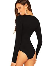 Verdusa - Body de manga larga para mujer, cuello en V