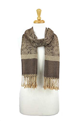 Paskmlna Paisley Jacquard Pashmina Shawl Wrap Scarf Stole (Brown04842)