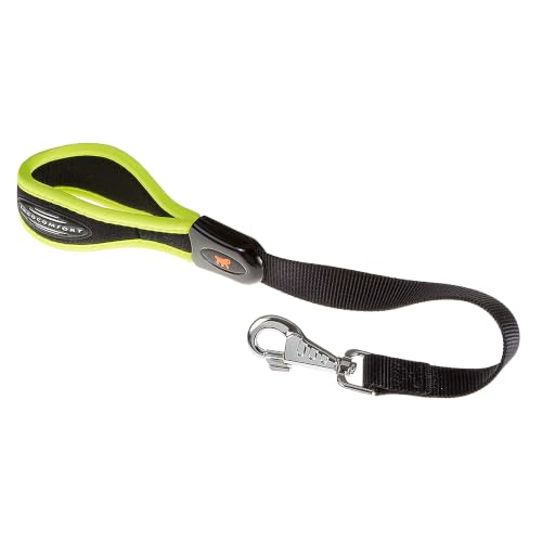 Ferplast ERGOFLUO GM Ergonomic Dog Lead - Secure Grip with Soft Padding - Anti-Abrasion - Extra-Resistant Finished Seams - Italian Design - 55 x 2.5 cm, Yellow