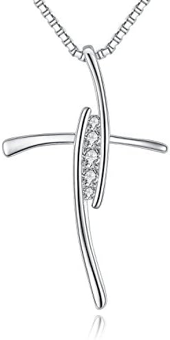 God Love CZ Cross Pendant Necklace, Christian Religious Jewelry for Women, Girls, Wife, Teens or Friends (five cz)